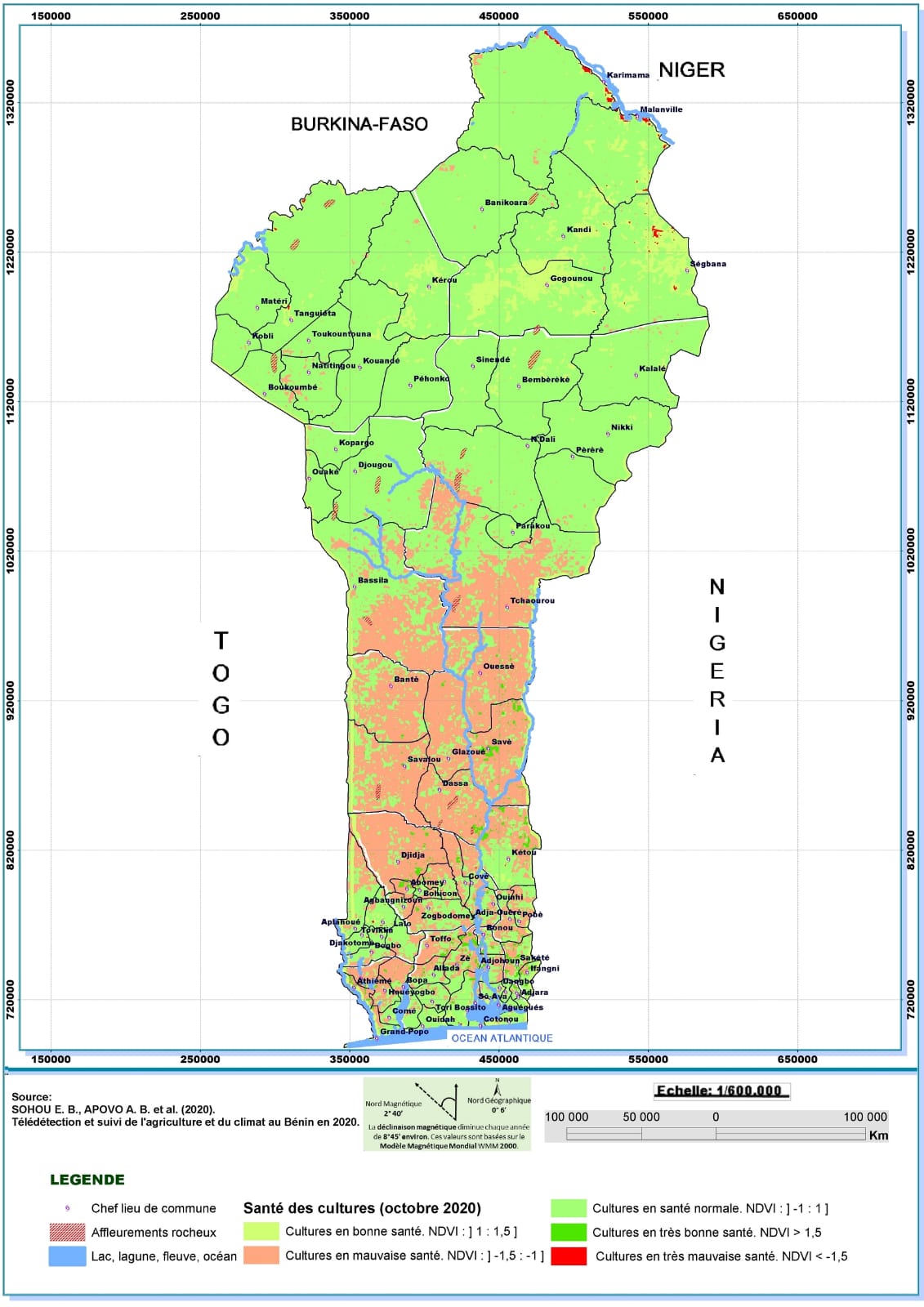 Santé de la végétation en République du Bénin