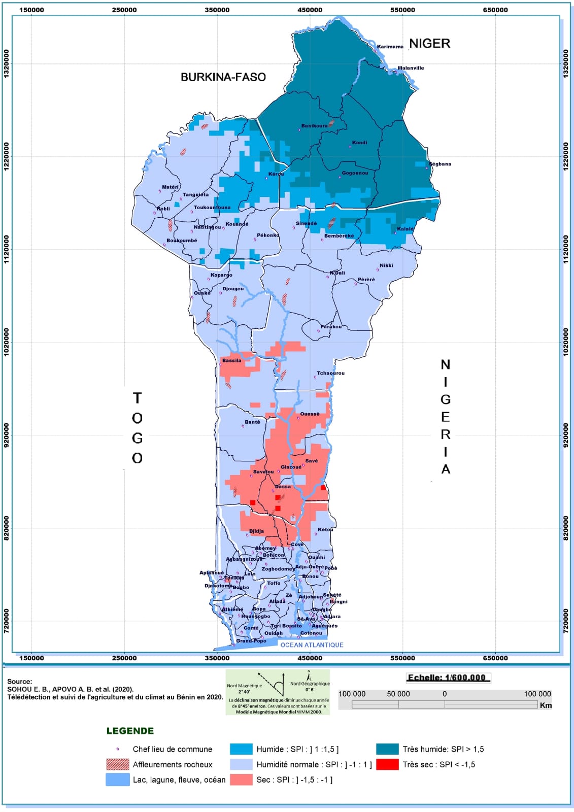 Télédétection et suivi du degré de l'humidité et de sécheresse en République du Bénin